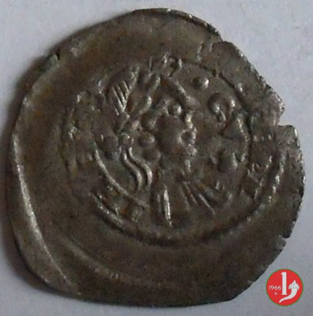 Mezzo denaro scodellato, con tetto a quattro spioventi 1254-1256 (Bergamo)