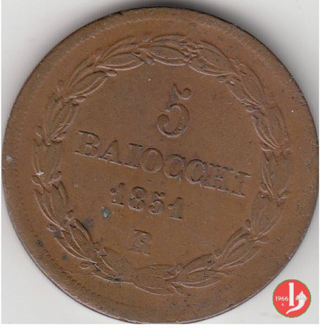 5 baiocchi 2° tipo 1851 (Roma)