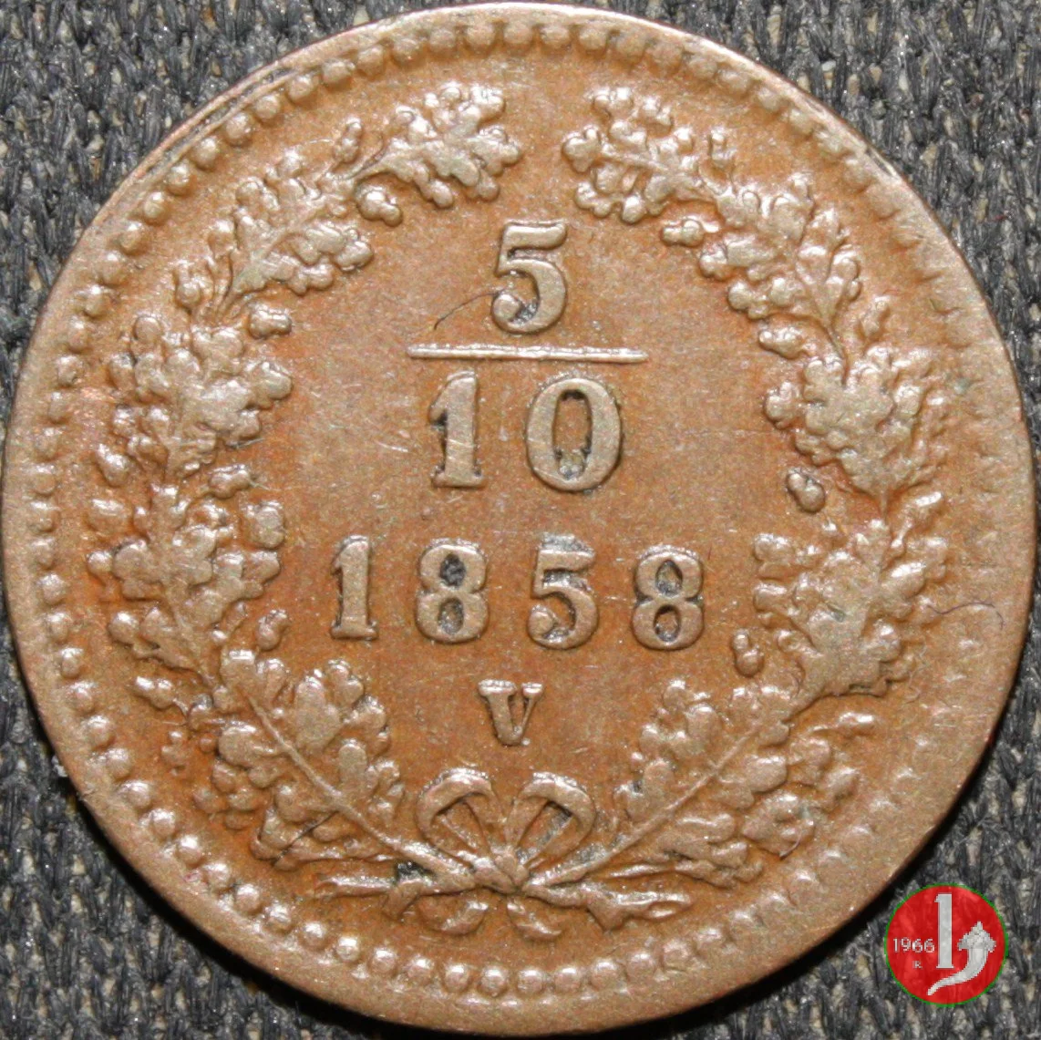5/10 di Kreuzer o 1 Carantano 1858 (Venezia)