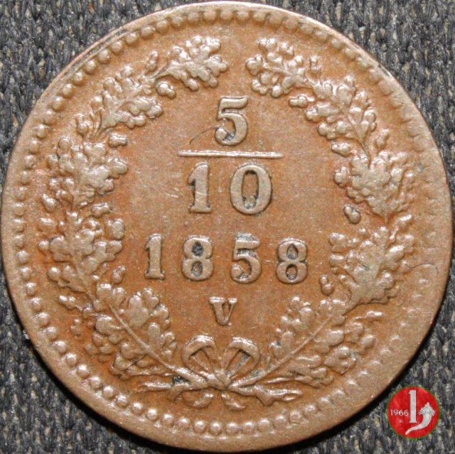 5/10 di Kreuzer o 1 Carantano 1858 (Venezia)