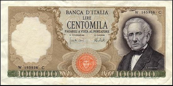 100.000 lire Alessandro Manzoni 1979