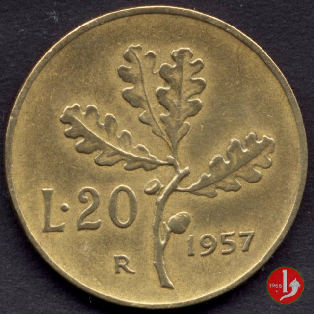 20 lire quercia 1957 (Roma)