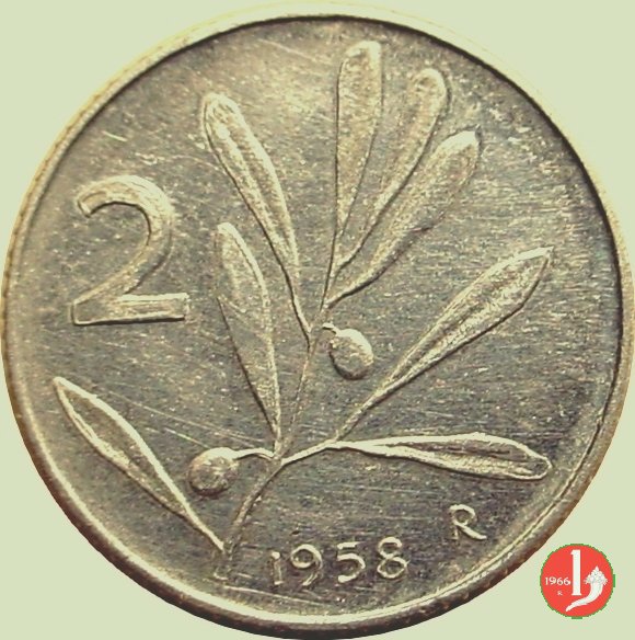 2 lire olivo 1958