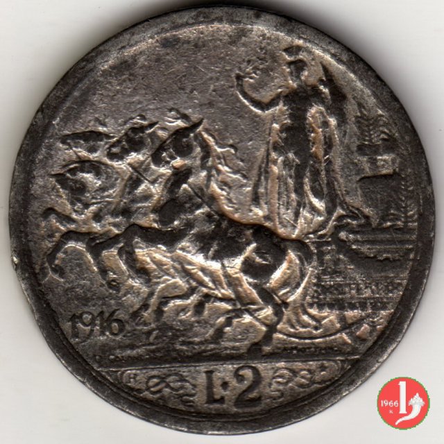 2 lire quadriga briosa 1916