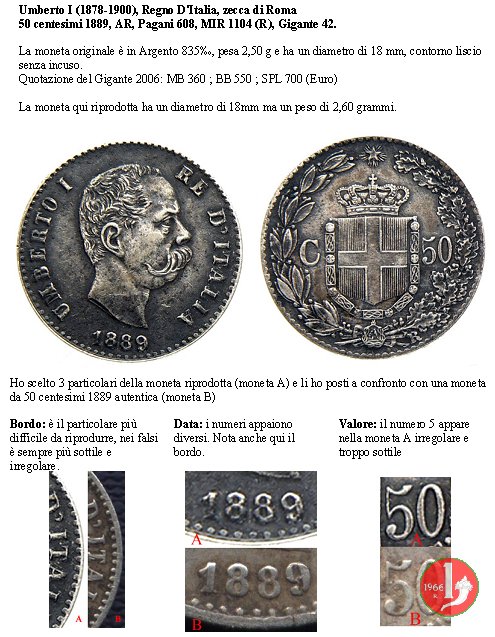 50 centesimi 1889