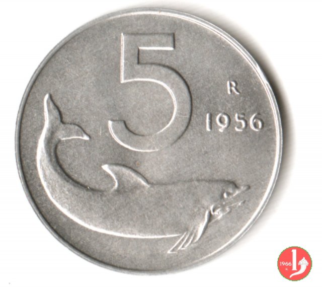 5 lire delfino 1956