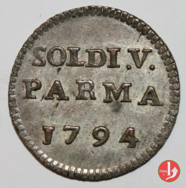 5 soldi o quarto di lira 1794 (Parma)