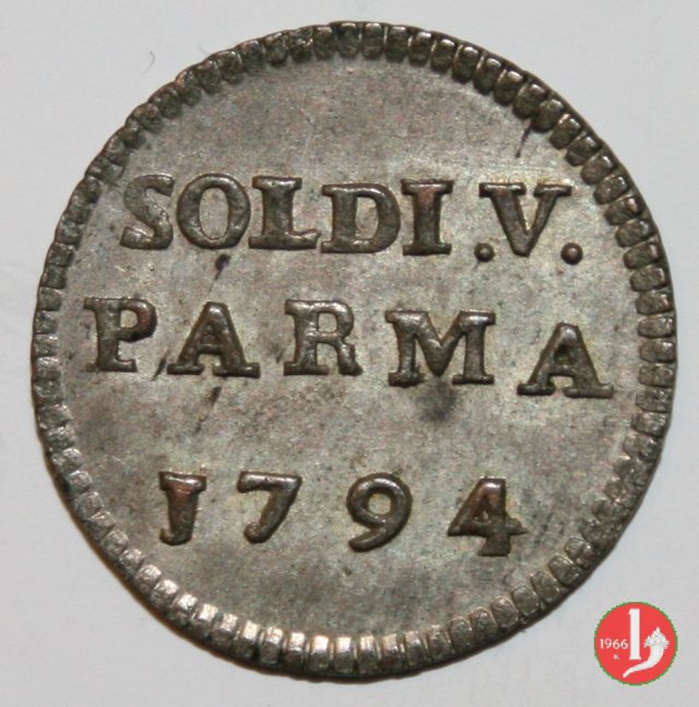 5 soldi o quarto di lira 1794 (Parma)