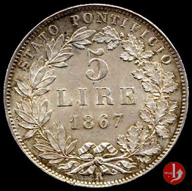 Scudo da 5 lire 1867 (Roma)