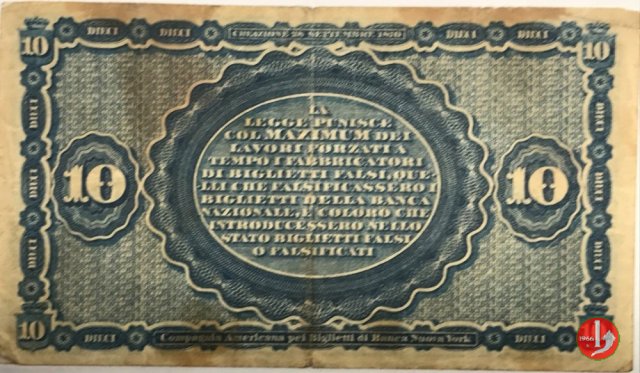 10 Lire Nuovo Tipo 1866