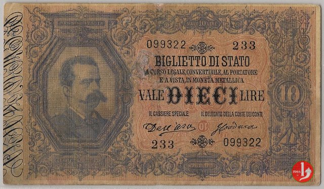 10 Lire Doppia Effige 1883