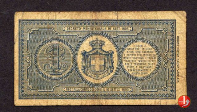 1 Lira Primo & Secondo Tipo 1893