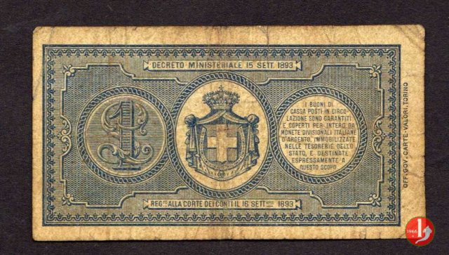 1 Lira Primo & Secondo Tipo 1893