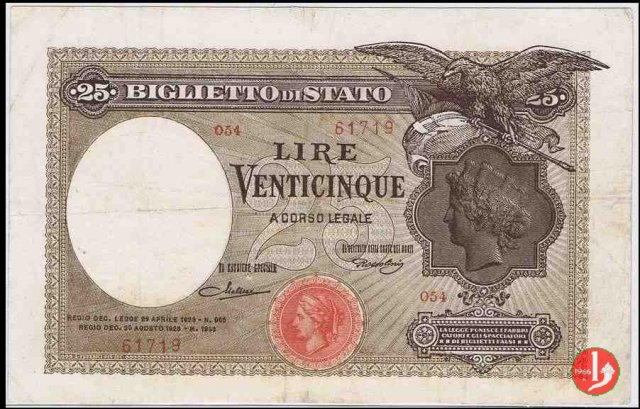 25 Lire Aquila Latina 1923