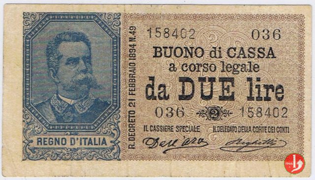 2 Lire Umberto I 1894