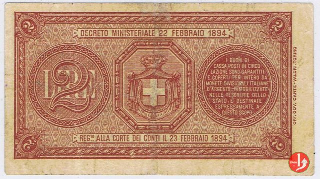 2 Lire Umberto I 1894