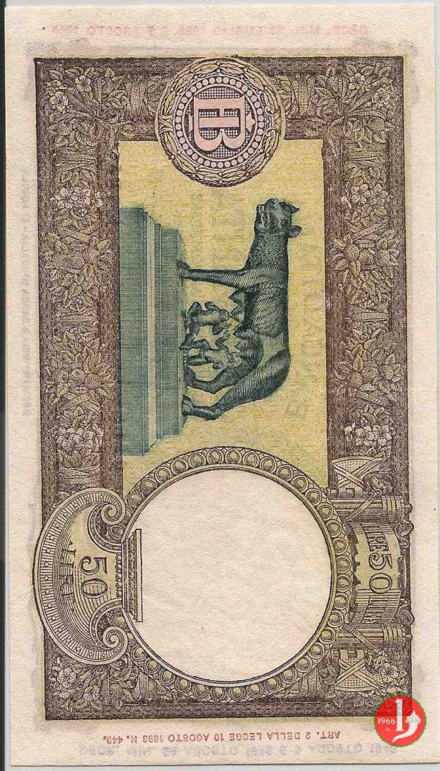 50 Lire Lupetta "B.I." L'Aquila" 1943