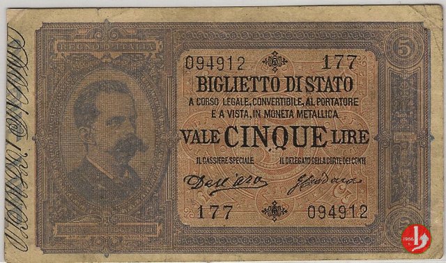 5 Lire Umberto I 1882