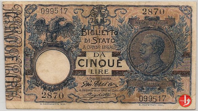 5 Lire Vittorio Emanuele III 1915