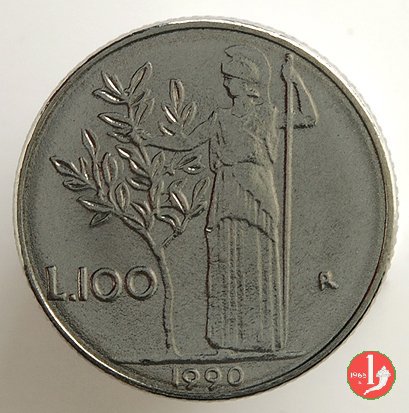 100 lire Minerva modulo ridotto 1990 (Roma)