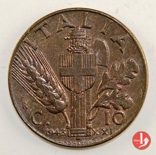 10 centesimi impero bronzital 1943 (Roma)