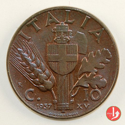 10 centesimi impero rame 1937 (Roma)