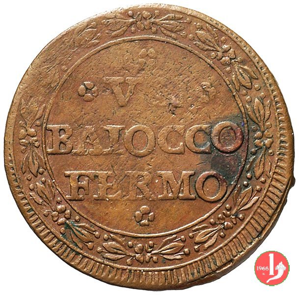 1 baiocco (anno PMO e senza data) 1798 (Fermo)