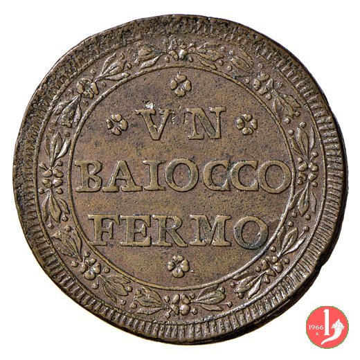 1 baiocco (anno PMO e senza data) 1798 (Fermo)