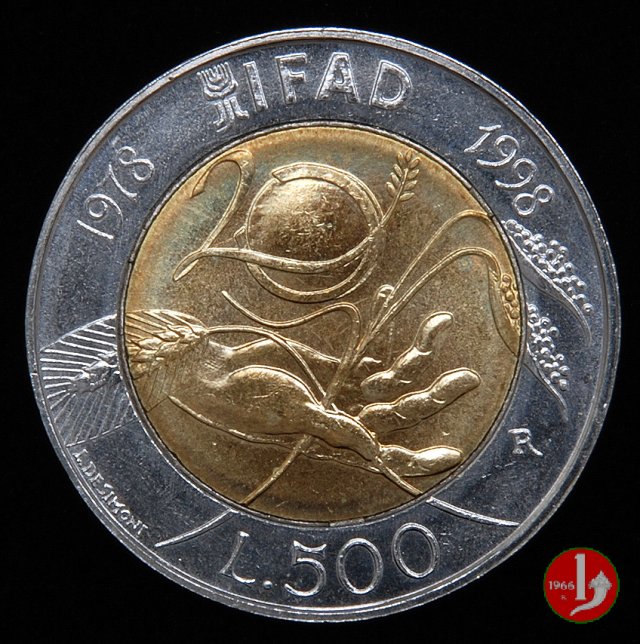 500 lire 20° fondazione dell'IFAD 1998 (Roma)