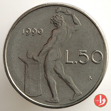 50 lire Vulcano modulo ridotto 1990 (Roma)