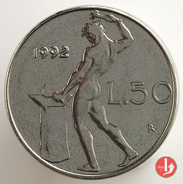 50 lire Vulcano modulo ridotto 1992 (Roma)