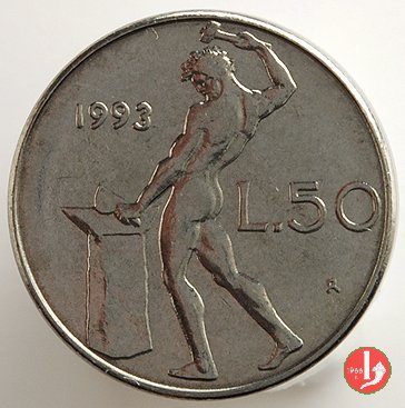 50 lire Vulcano modulo ridotto 1993 (Roma)