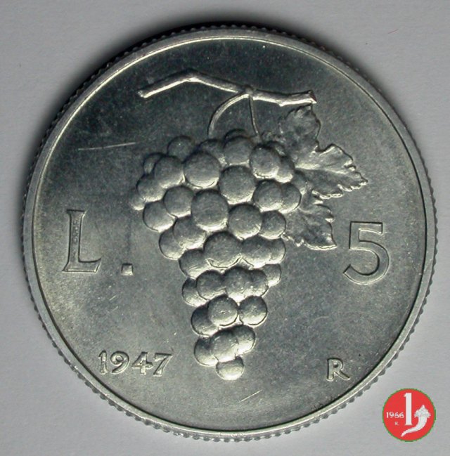 5 lire uva 1947 (Roma)