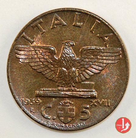 5 centesimi impero bronzital 1939 (Roma)