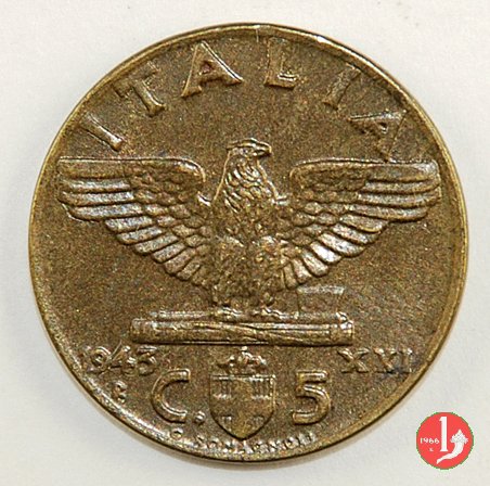 5 centesimi impero bronzital 1943 (Roma)