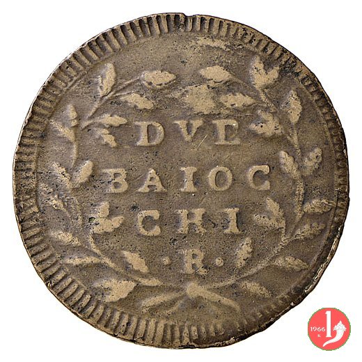 due baiocchi (con lettera "R") 1798-1799 (Roma)