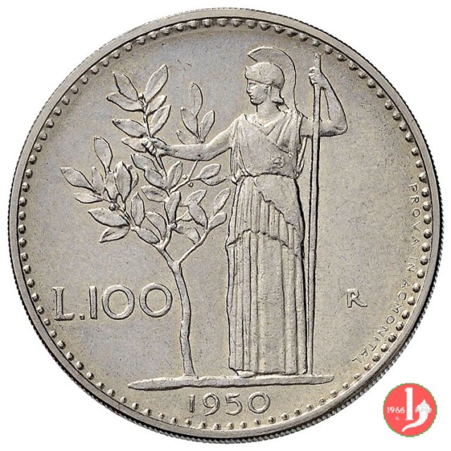 prova 100 lire 1950 in acmonital 1950 (Roma)