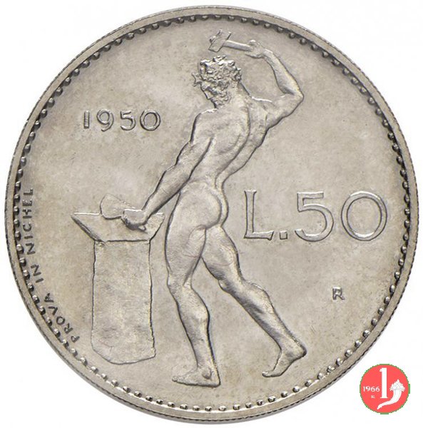 prova 50 lire 1950 in nichel 1950 (Roma)
