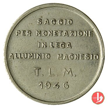 saggio per monetazione alluminio-magnesio (1 lira) 1946 (Johnson)