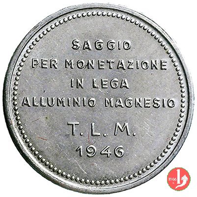 saggio per monetazione alluminio-magnesio (2 lire) 1946 (Johnson)