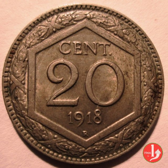 20 centesimi esagono 1918 (Roma)