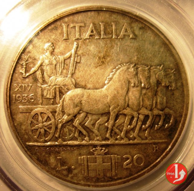 20 lire quadriga lenta 1936 (Roma)