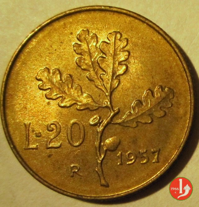 20 lire quercia 1957 (Roma)