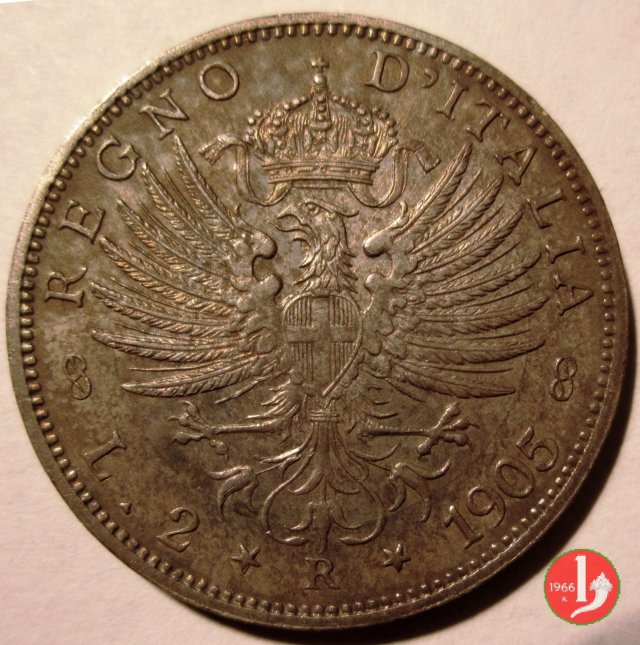 2 lire aquila sabauda 1905 (Roma)