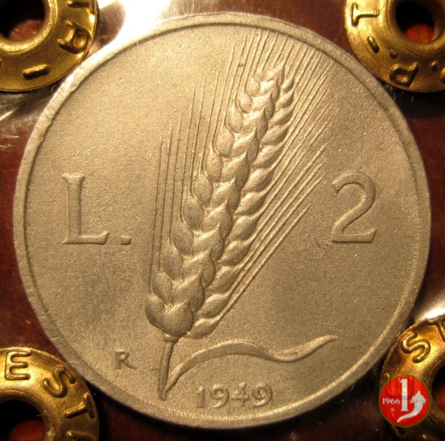 2 lire spiga 1949 (Roma)