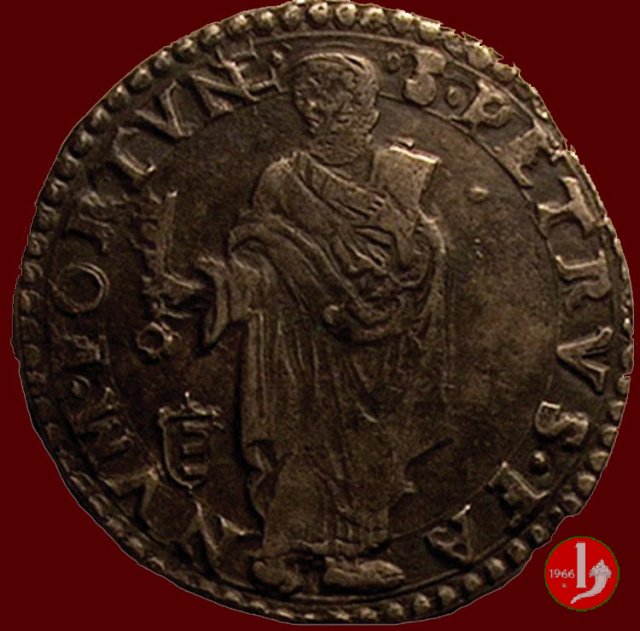 Testone (stemma e S.Pietro con armetta) 1572-1585 (Fano)