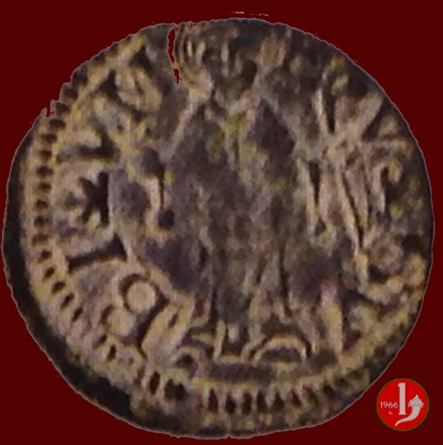 quattrino (con stemma sagomato e santo in piedi)  (Gubbio)