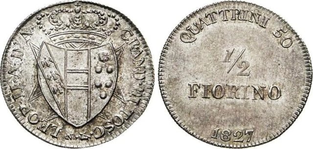 1/2 fiorino (50 quattrini) 1827 (Firenze)