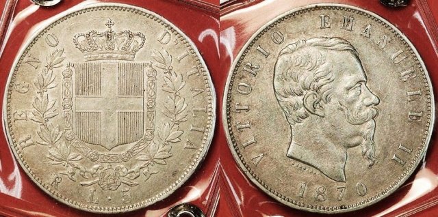 5 lire o scudo 1870 (Roma)