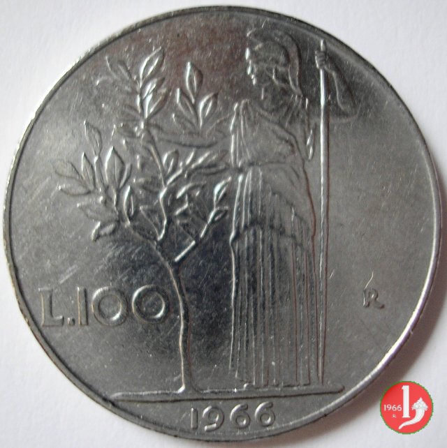 100 lire Minerva 1966 (Roma)